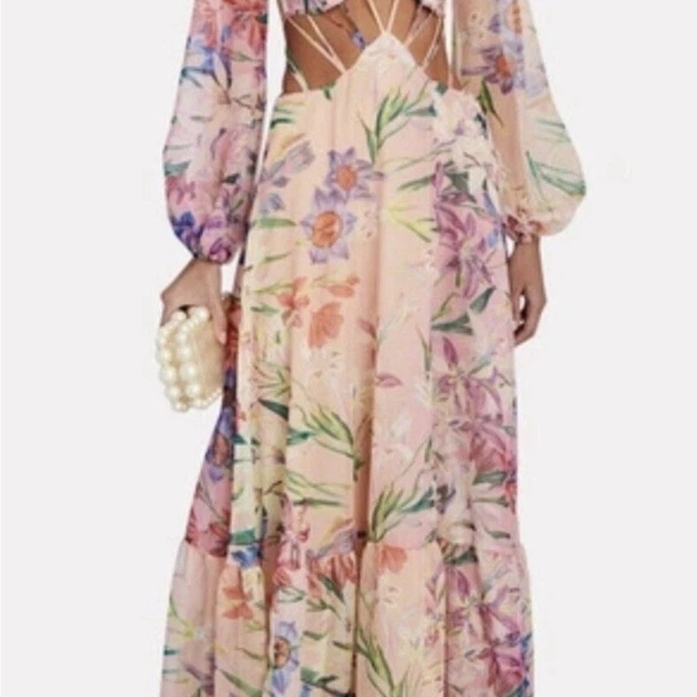 PatBO Pink Iris Floral Maxi Dress in XS - Picture 4 of 5